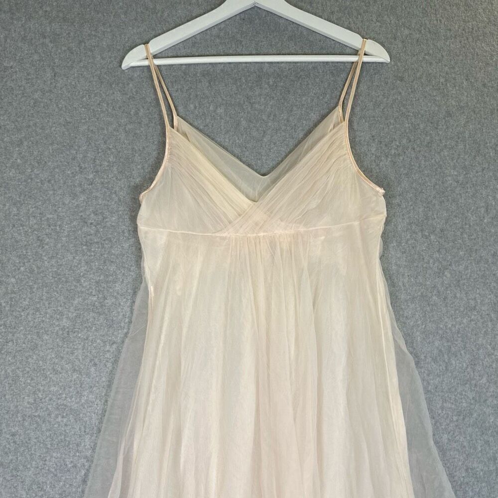 Vintage Vanity Fair Pink Slip Dress Cottagecore Size 36 Sheer Nylon Tricot - Picture 9 of 11